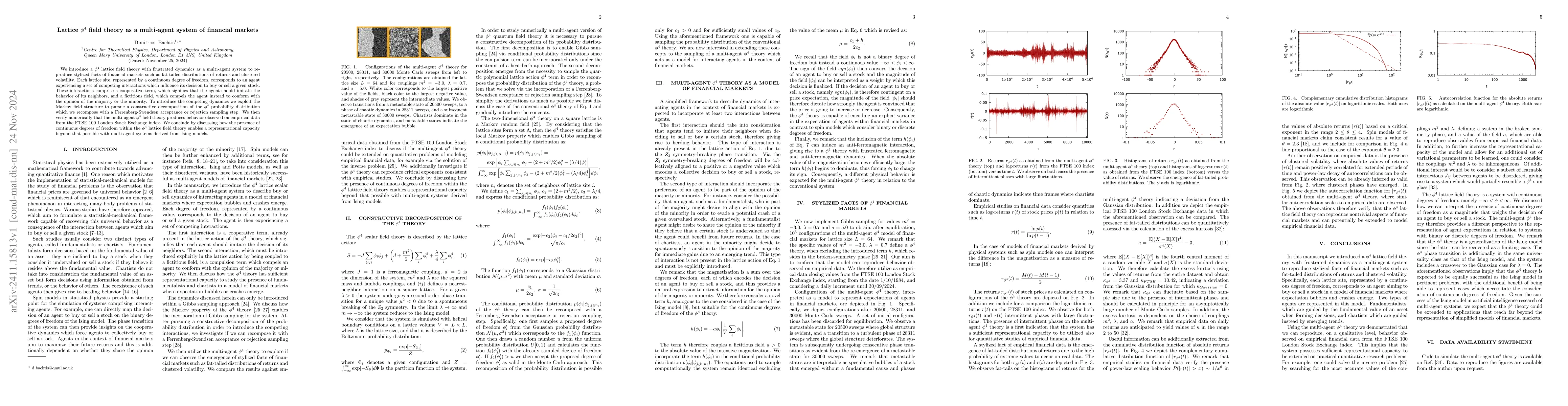 Thumbnail for Lattice $φ^{4}$ field theory as a multi-agent system of financial
  markets