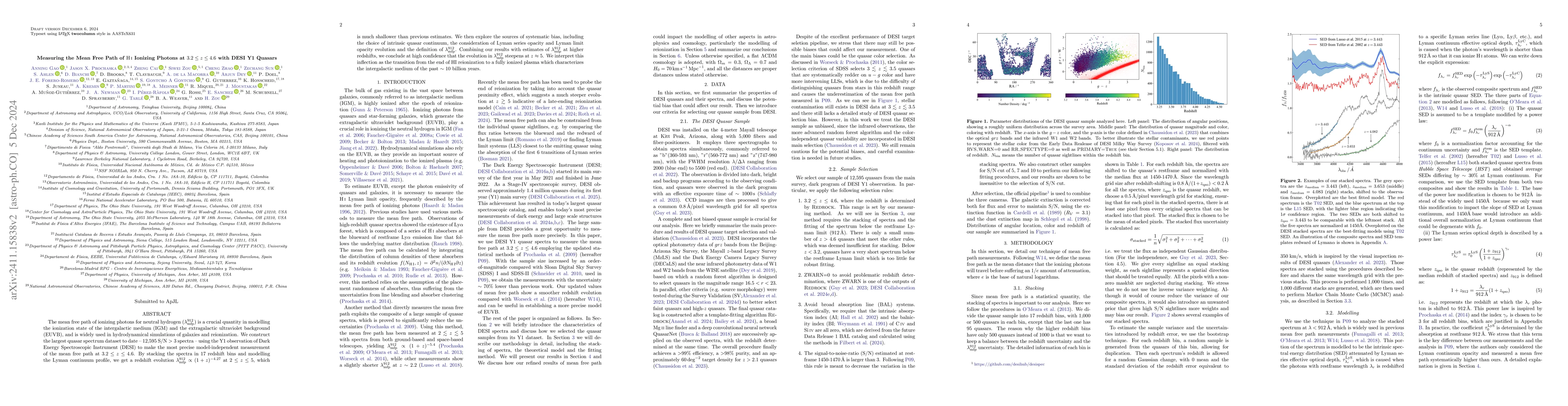 Thumbnail for Measuring the Mean Free Path of HI Ionizing Photons at $3.2\leq
  z\leq4.6$ with DESI Y1 Quasars