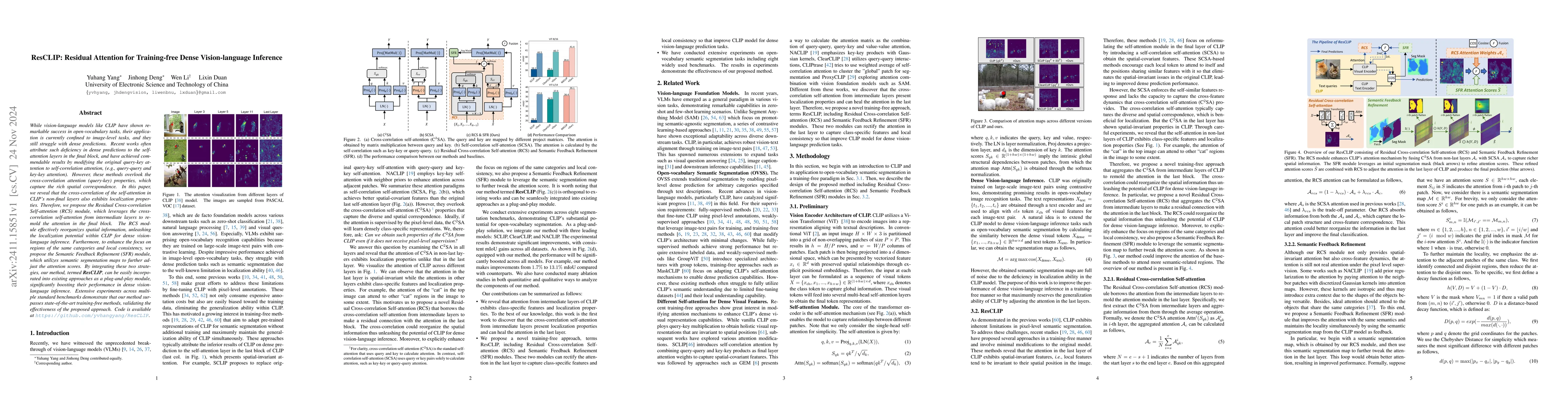 Thumbnail for ResCLIP: Residual Attention for Training-free Dense Vision-language
  Inference