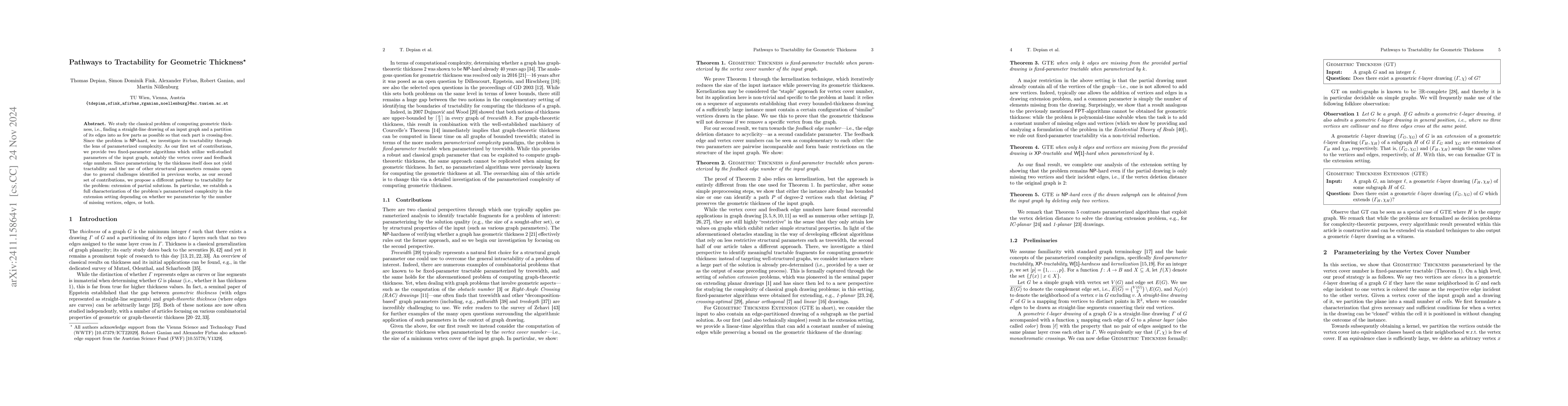 Thumbnail for Pathways to Tractability for Geometric Thickness