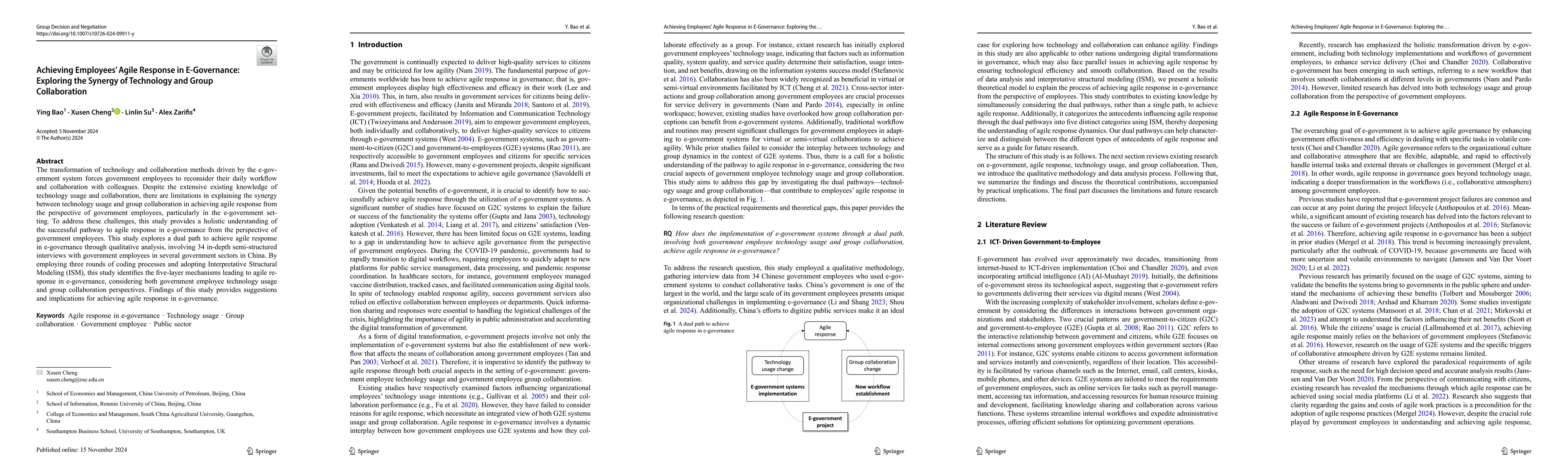Thumbnail for Achieving employees agile response in e-governance: Exploring the
  synergy of technology and group collaboration