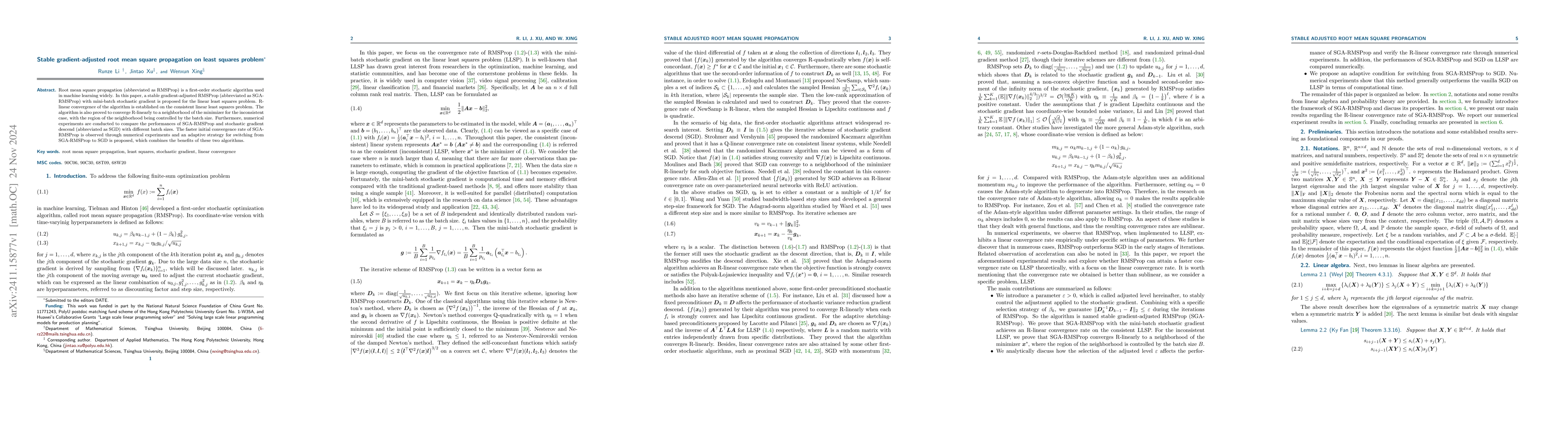 Thumbnail for Stable gradient-adjusted root mean square propagation on least squares
  problem