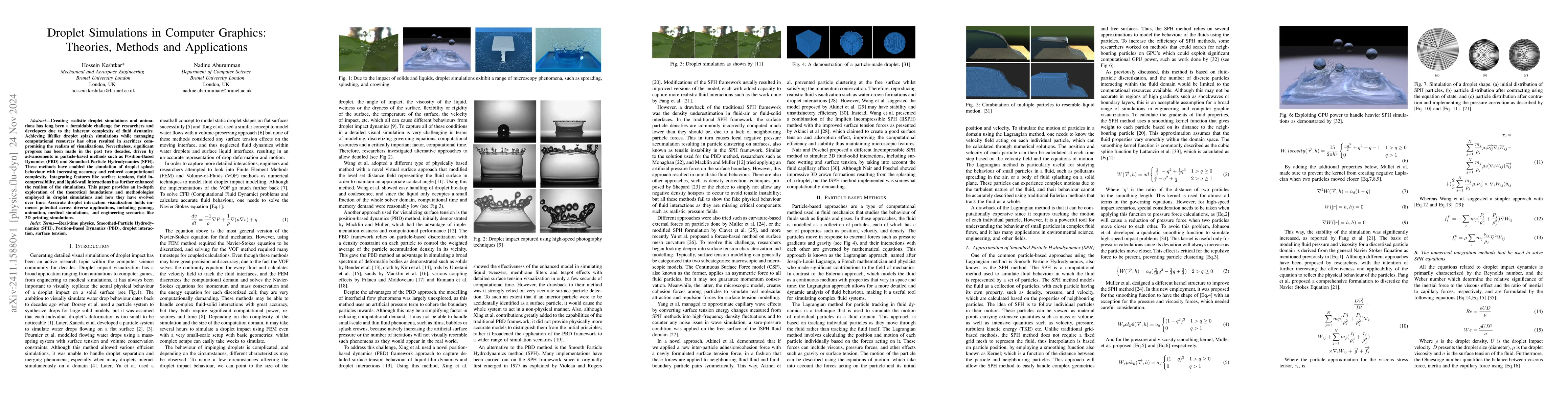 Thumbnail for Droplet Simulations in Computer Graphics: Theories, Methods and
  Applications