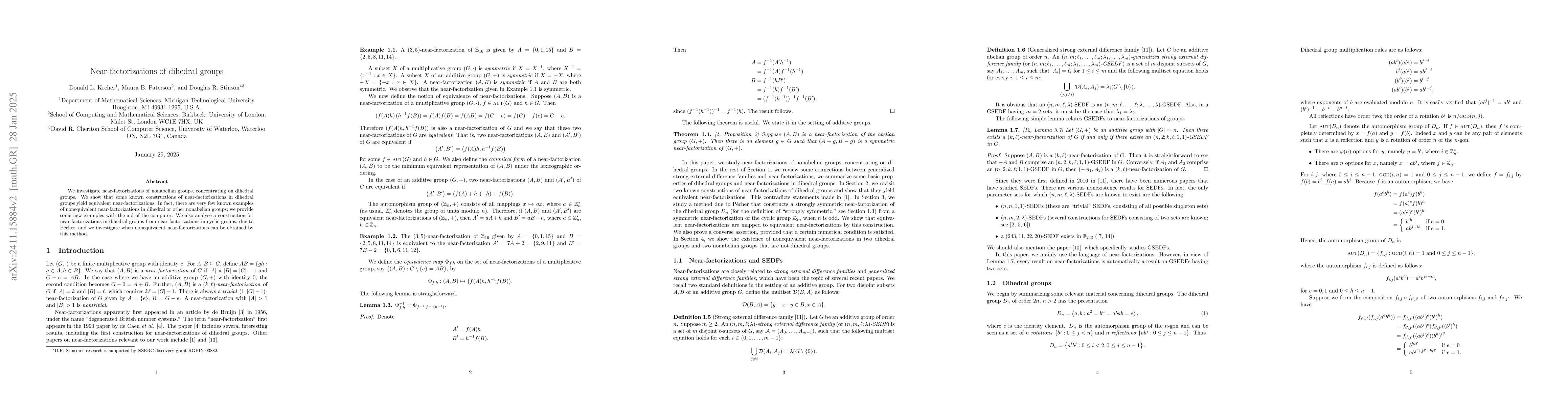 Thumbnail for Near-factorizations of dihedral groups