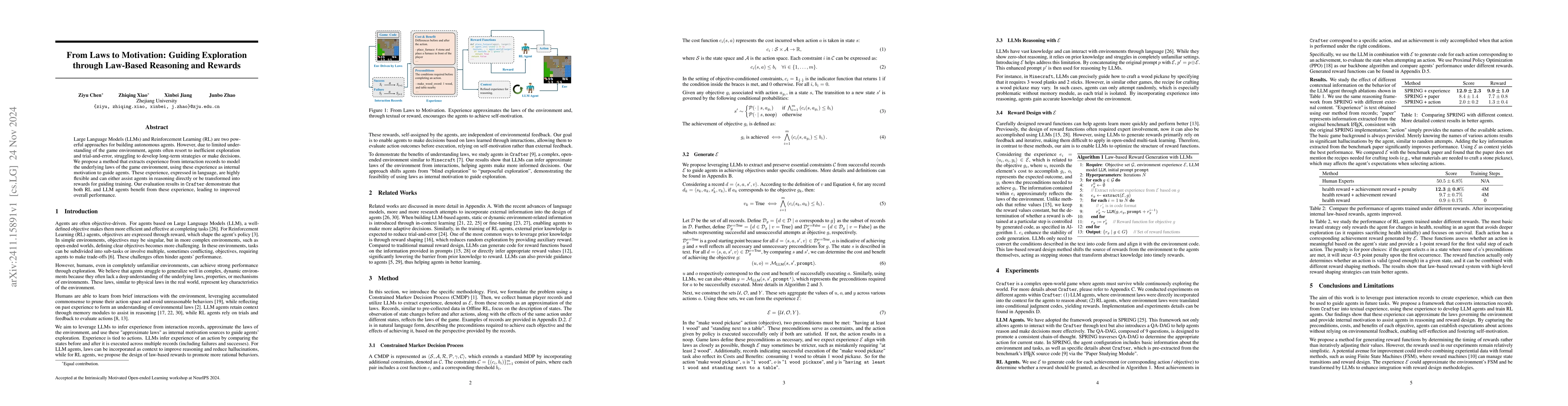 Thumbnail for From Laws to Motivation: Guiding Exploration through Law-Based Reasoning
  and Rewards