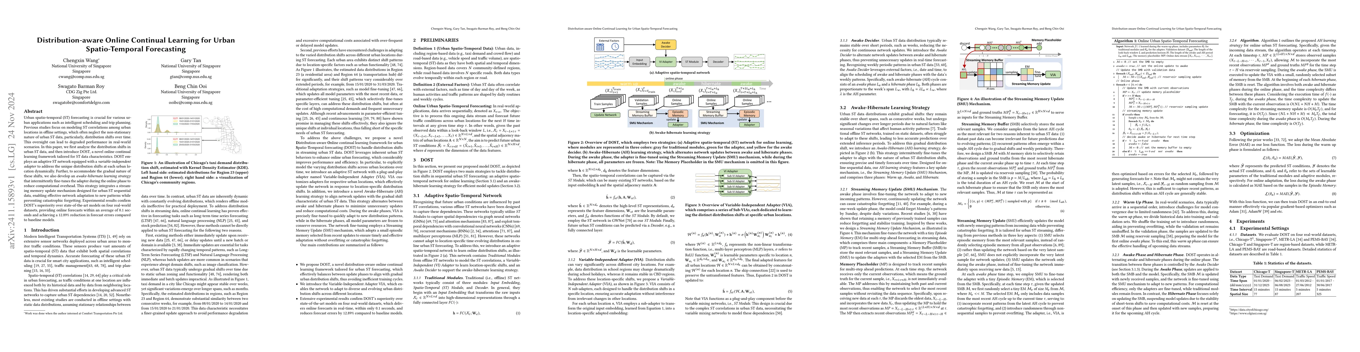 Thumbnail for Distribution-aware Online Continual Learning for Urban Spatio-Temporal
  Forecasting