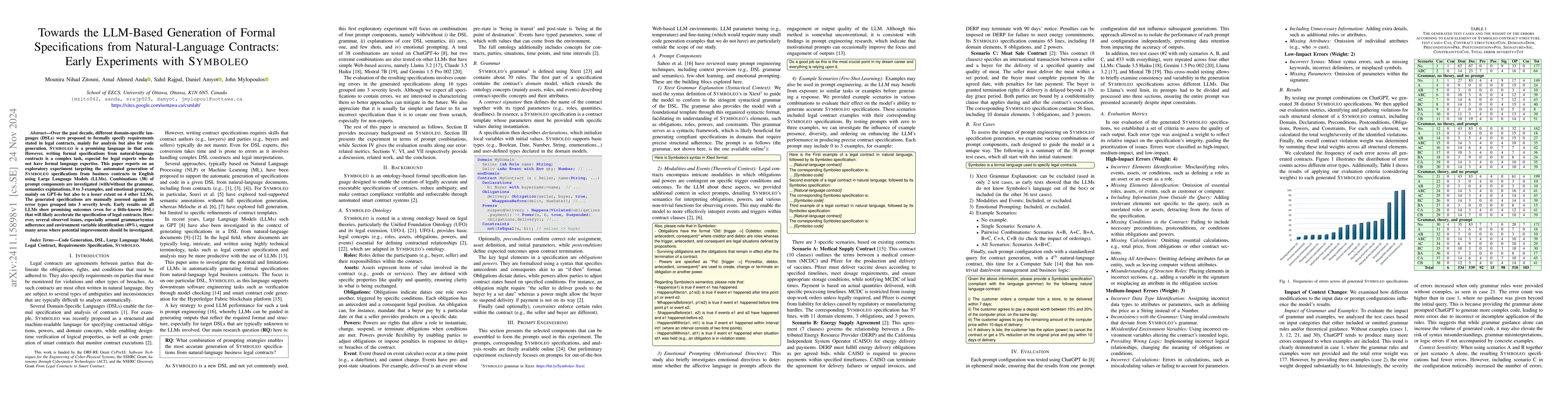 Thumbnail for Towards the LLM-Based Generation of Formal Specifications from
  Natural-Language Contracts: Early Experiments with Symboleo