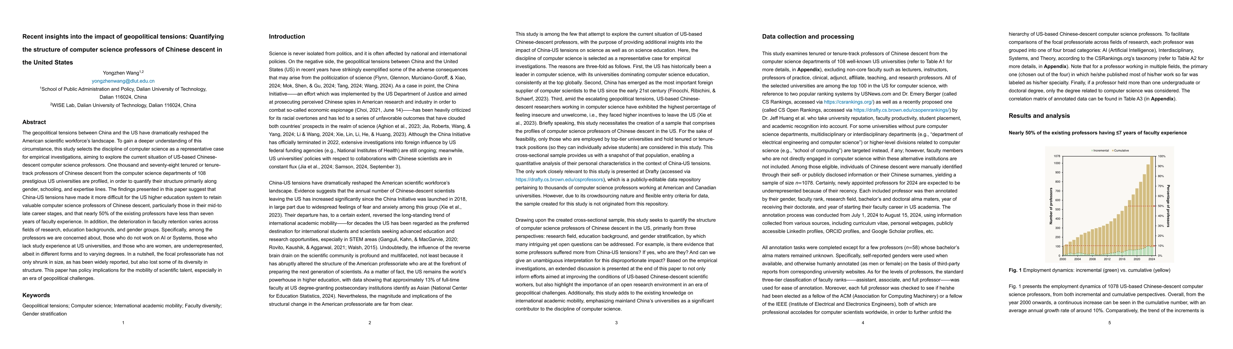 Thumbnail for Recent insights into the impact of geopolitical tensions: Quantifying
  the structure of computer science professors of Chinese descent in the United
  States