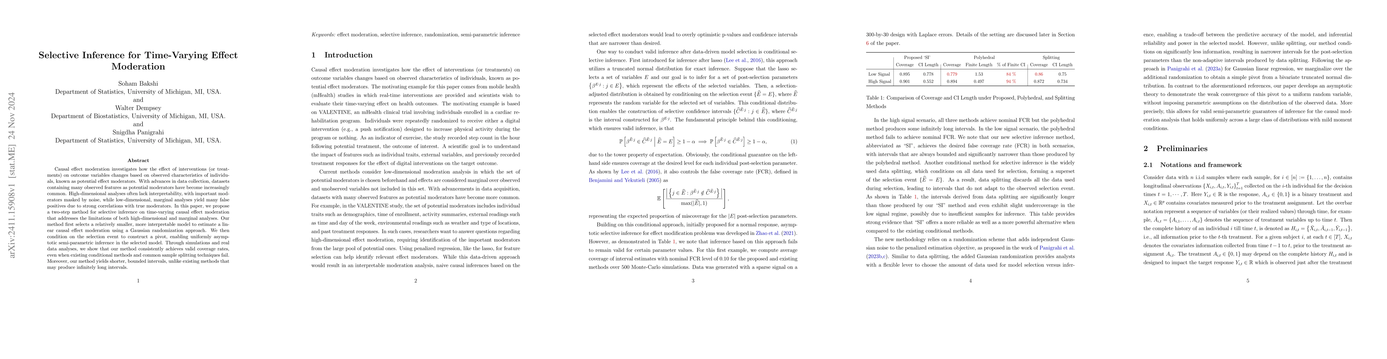 Thumbnail for Selective Inference for Time-Varying Effect Moderation