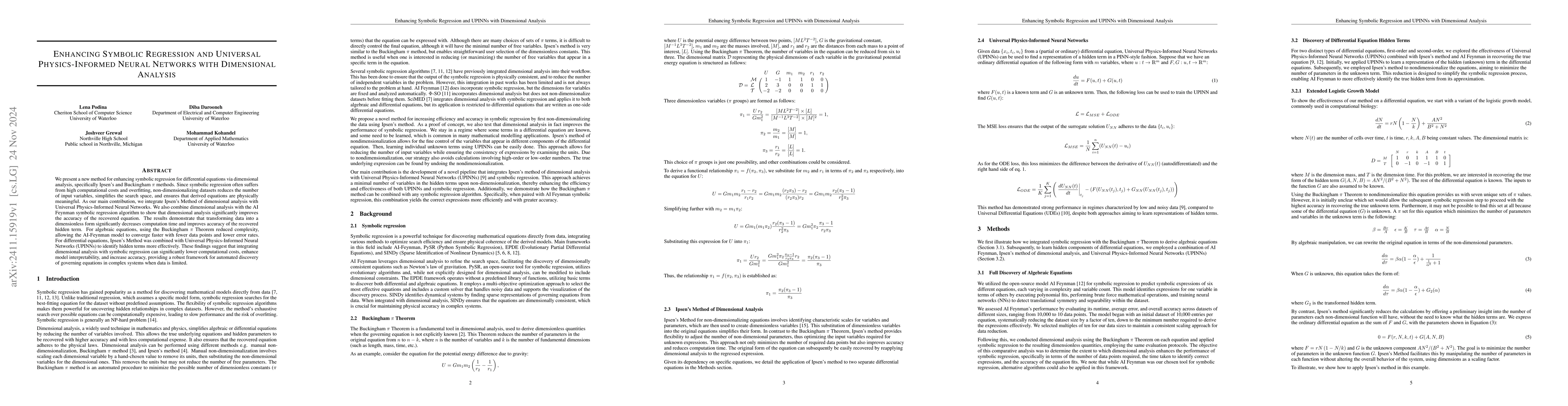 Thumbnail for Enhancing Symbolic Regression and Universal Physics-Informed Neural
  Networks with Dimensional Analysis