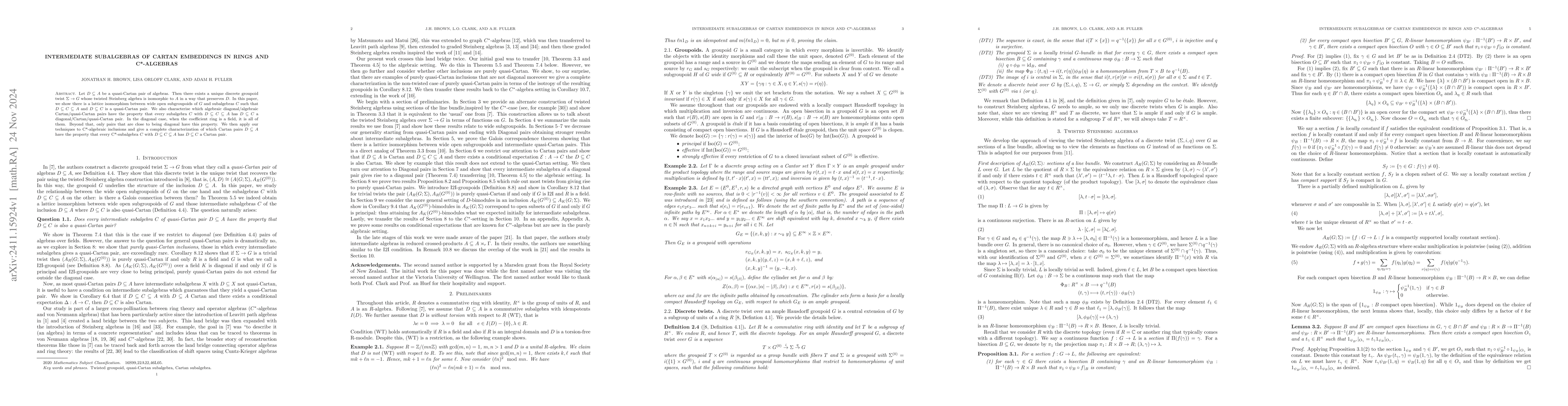 Thumbnail for Intermediate Subalgebras of Cartan embeddings in rings and C*-algebras