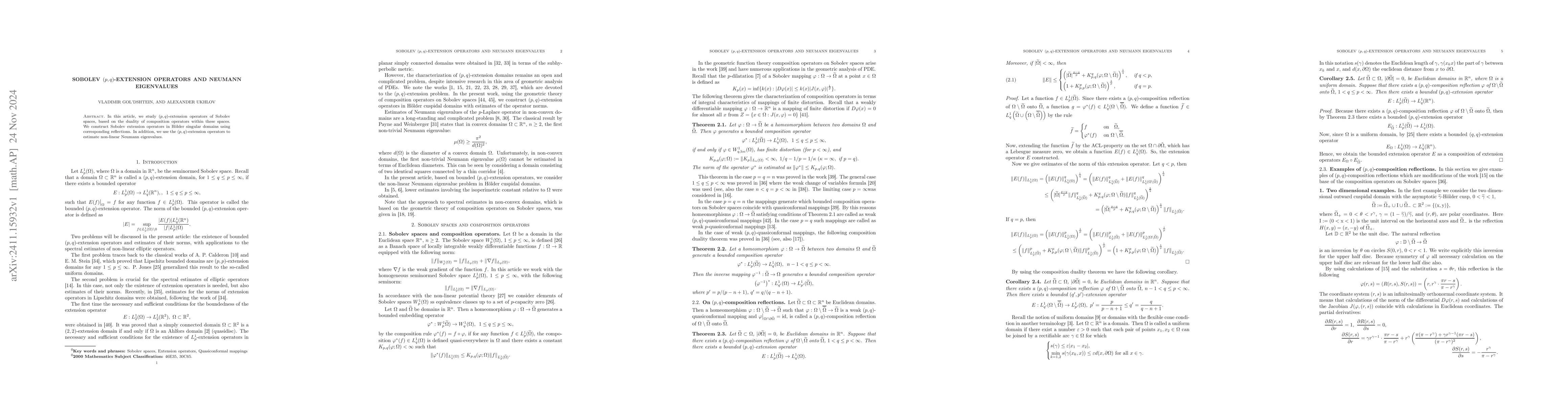 Thumbnail for Sobolev $(p,q)$-extension operators and Neumann eigenvalues