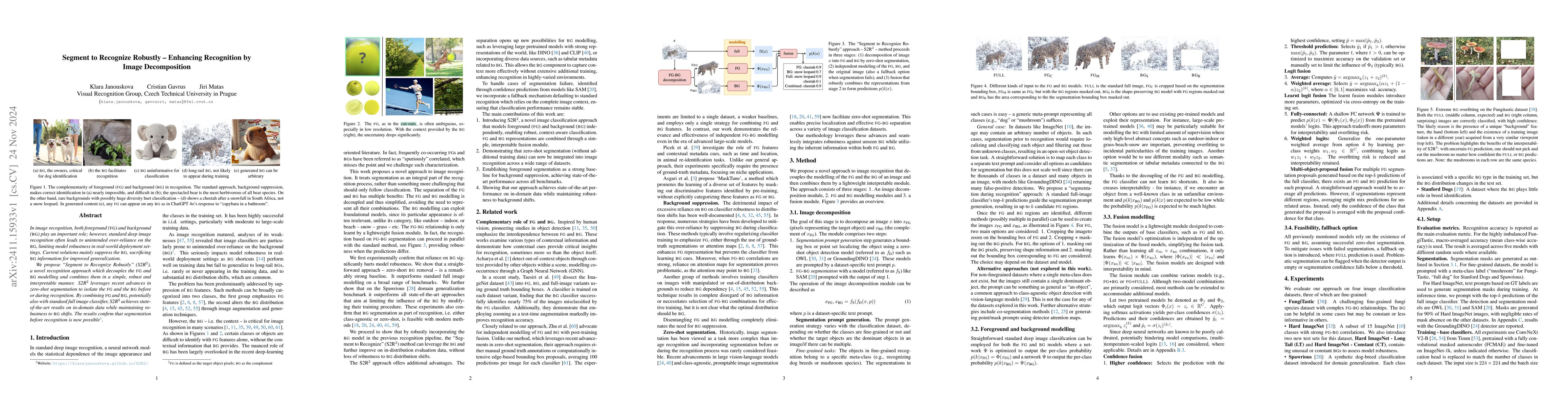 Thumbnail for Segment to Recognize Robustly -- Enhancing Recognition by Image
  Decomposition
