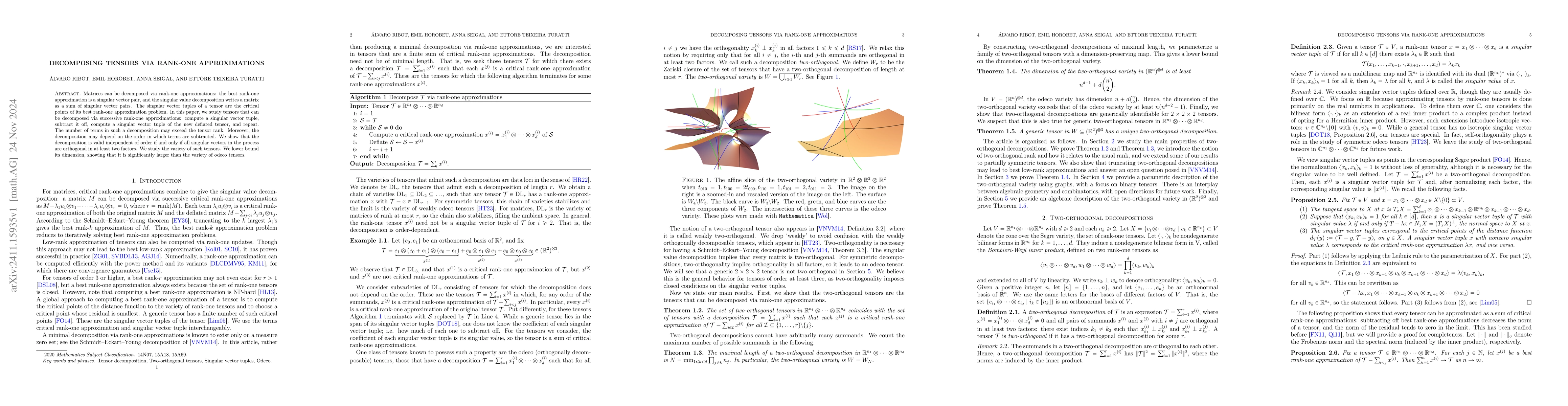 Thumbnail for Decomposing tensors via rank-one approximations
