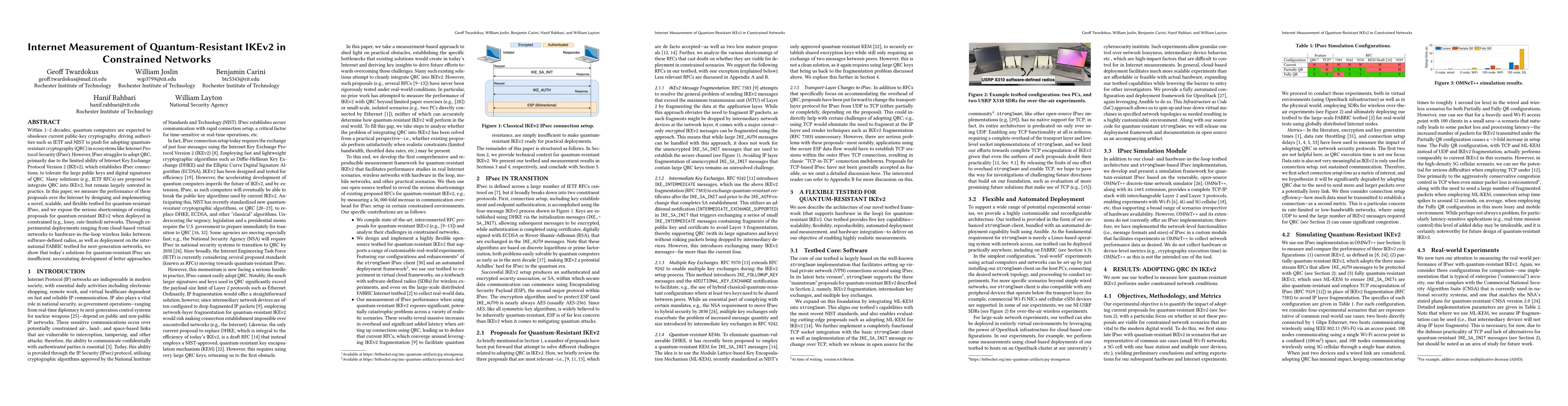 Thumbnail for Internet Measurement of Quantum-Resistant IKEv2 in Constrained Networks