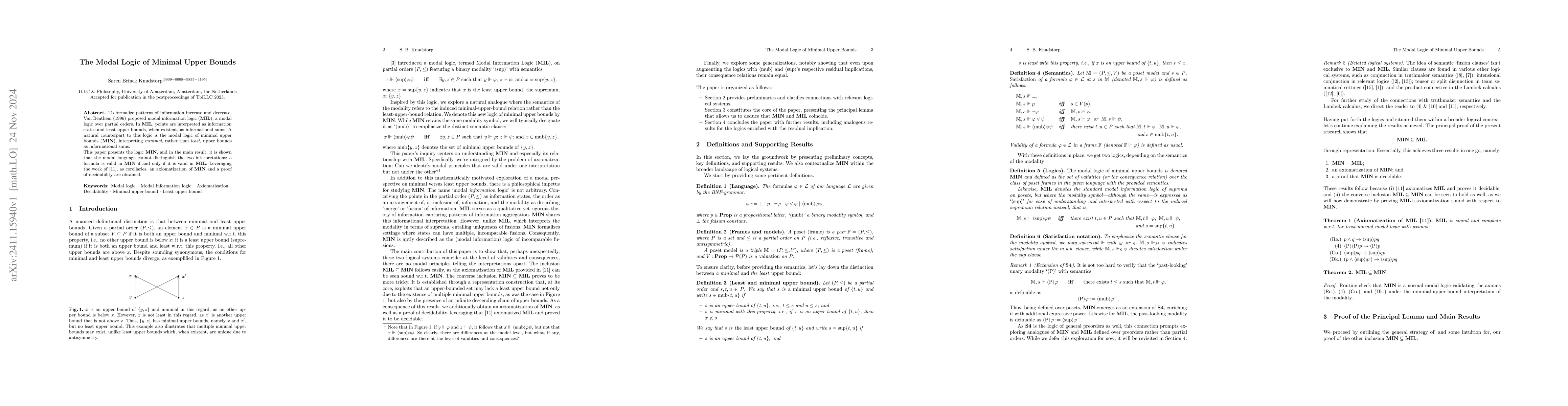 Thumbnail for Tho Modal Logic of Minimal Upper Bounds