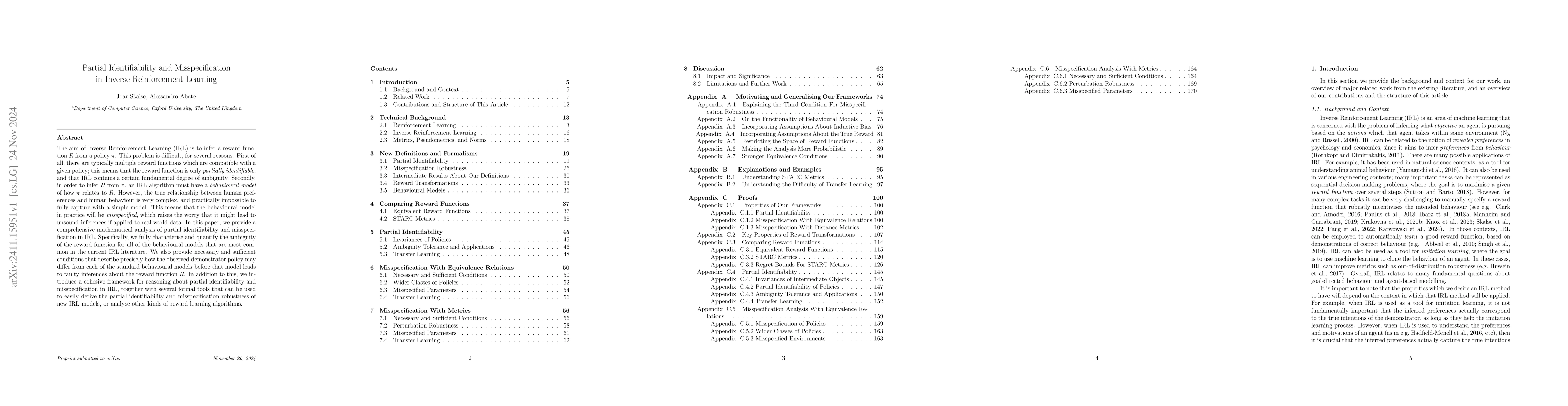 Thumbnail for Partial Identifiability and Misspecification in Inverse Reinforcement
  Learning