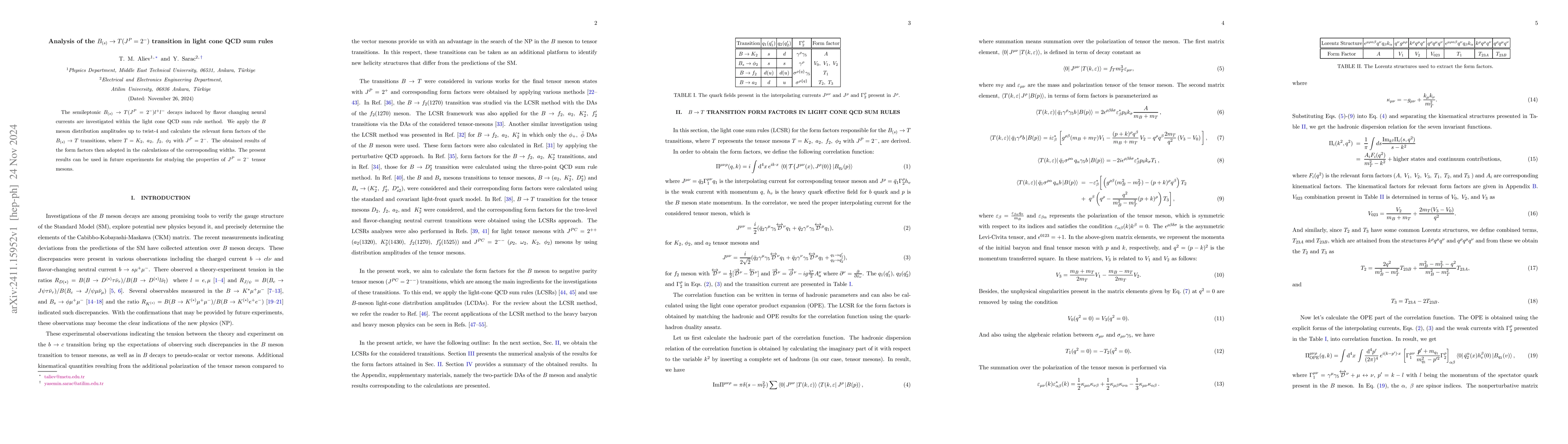 Thumbnail for Analysis of the $B_{(s)}\rightarrow T(J^P=2^-)$ transition in light cone
  QCD sum rules