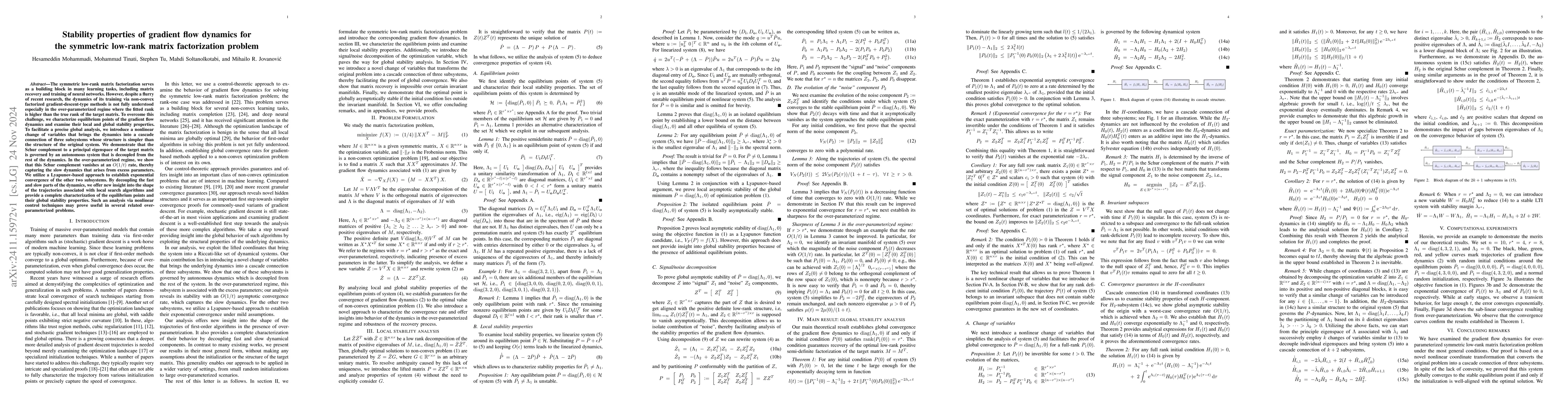 Thumbnail for Stability properties of gradient flow dynamics for the symmetric
  low-rank matrix factorization problem
