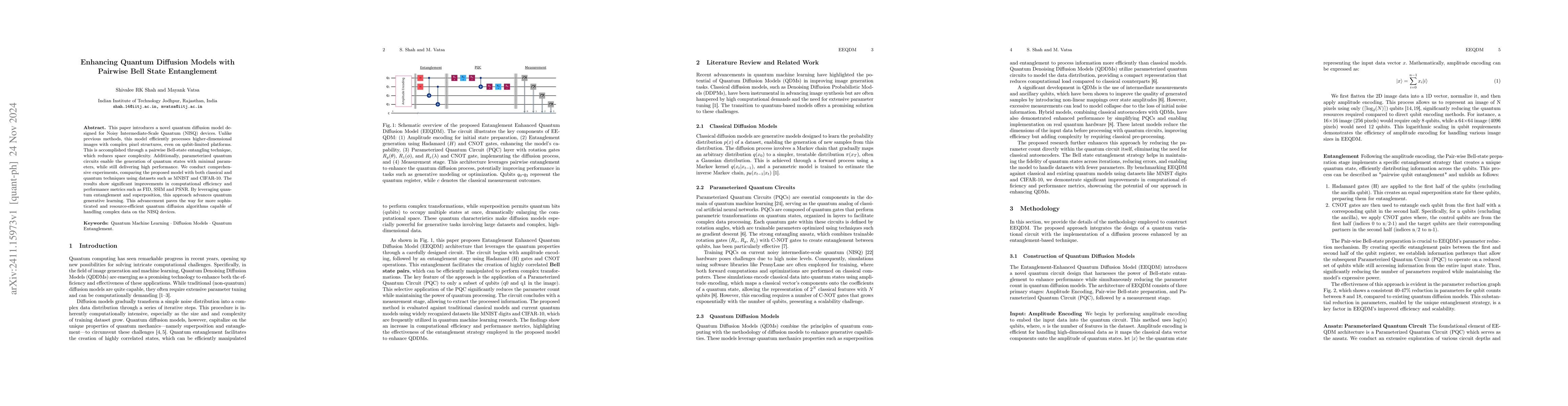 Thumbnail for Enhancing Quantum Diffusion Models with Pairwise Bell State Entanglement