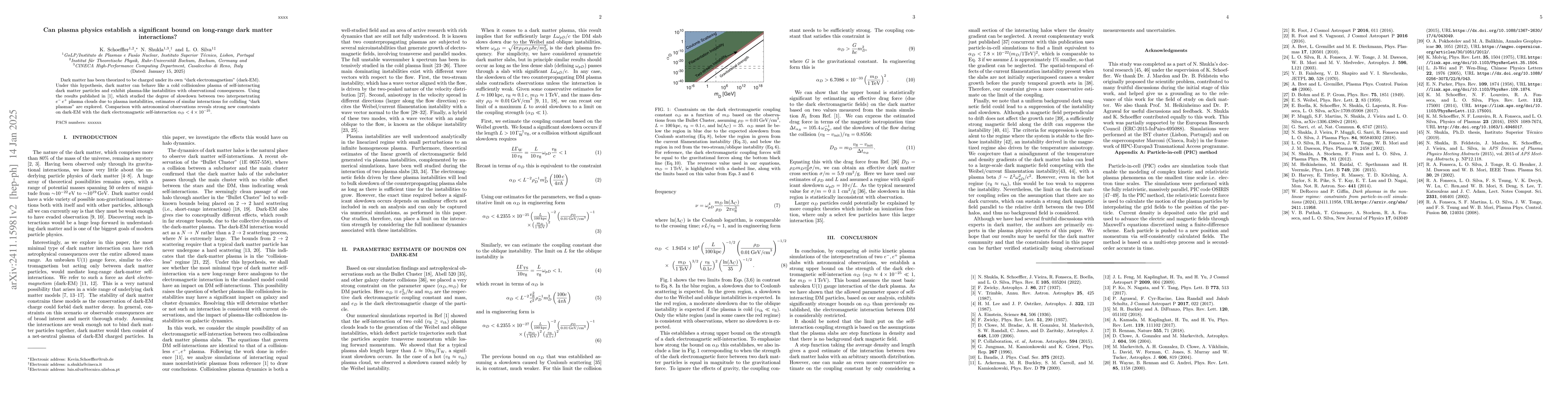 Thumbnail for Can plasma physics establish a significant bound on long range dark
  matter interactions?