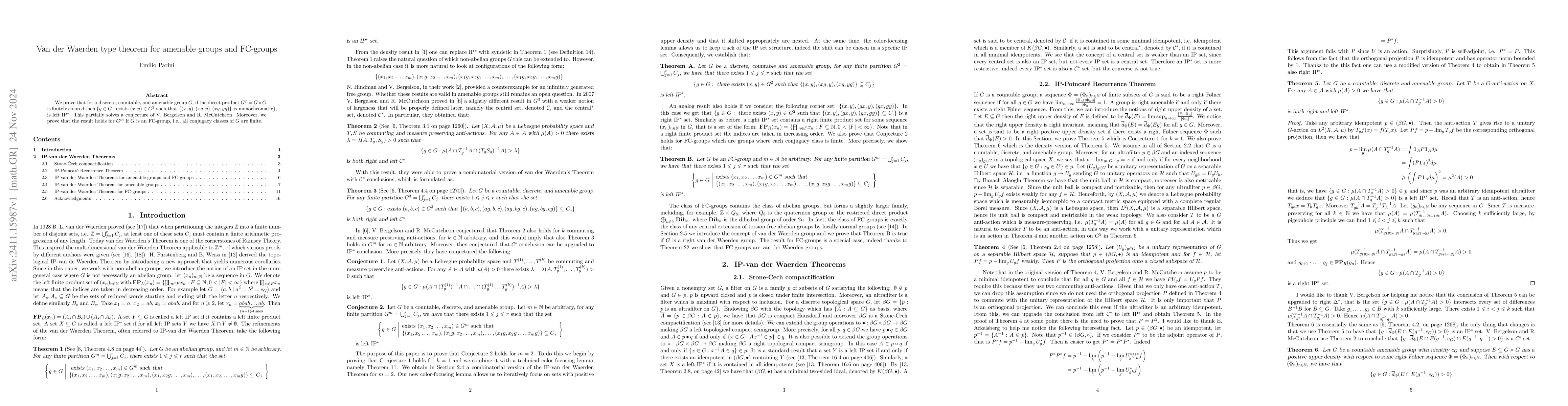 Thumbnail for Van der Waerden type theorem for amenable groups and FC-groups