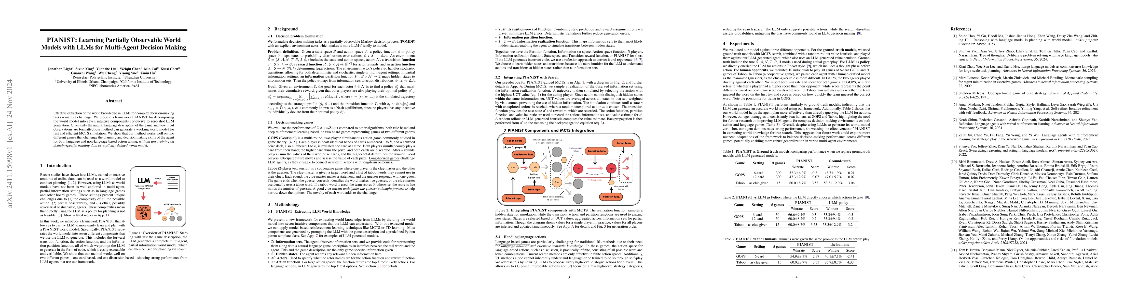 Thumbnail for PIANIST: Learning Partially Observable World Models with LLMs for
  Multi-Agent Decision Making