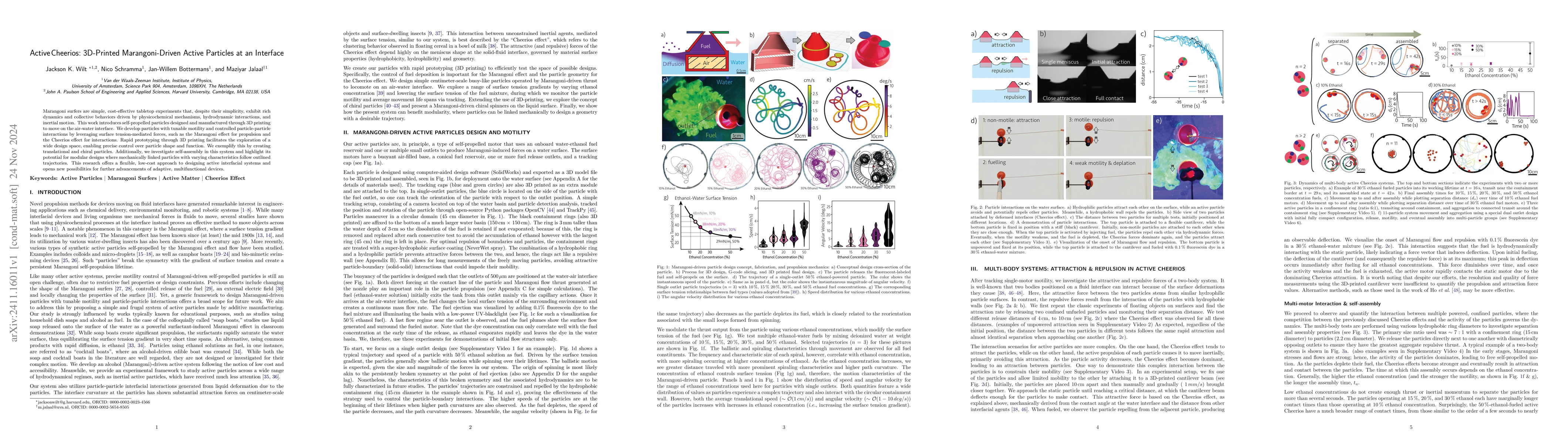 Thumbnail for ActiveCheerios: 3D-Printed Marangoni-Driven Active Particles at an
  Interface