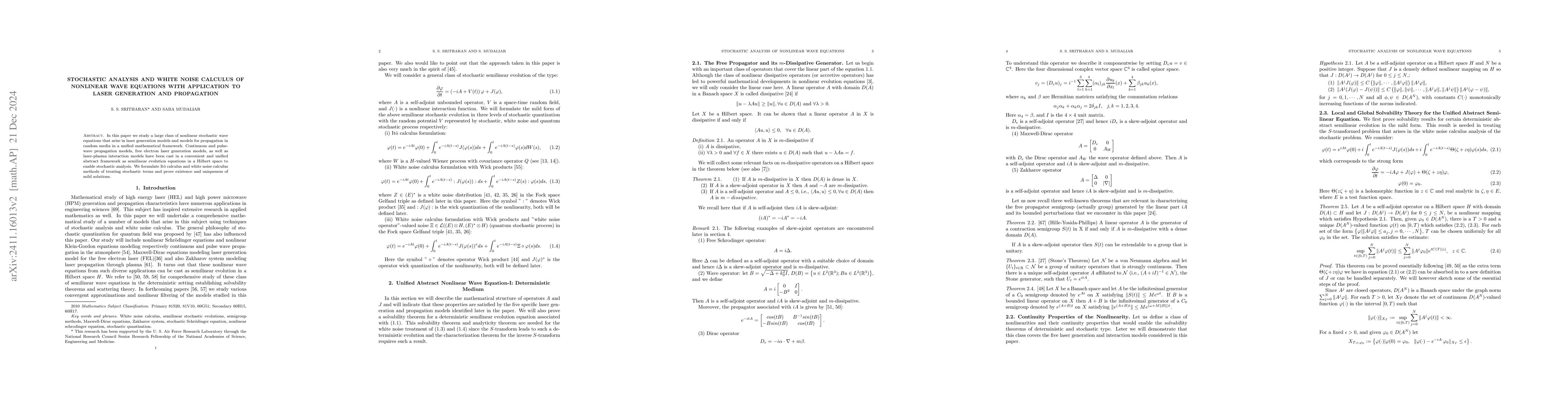 Thumbnail for Stochastic Analysis and White Noise Calculus of Nonlinear Wave Equations
  with Application to Laser Propagation and Generation