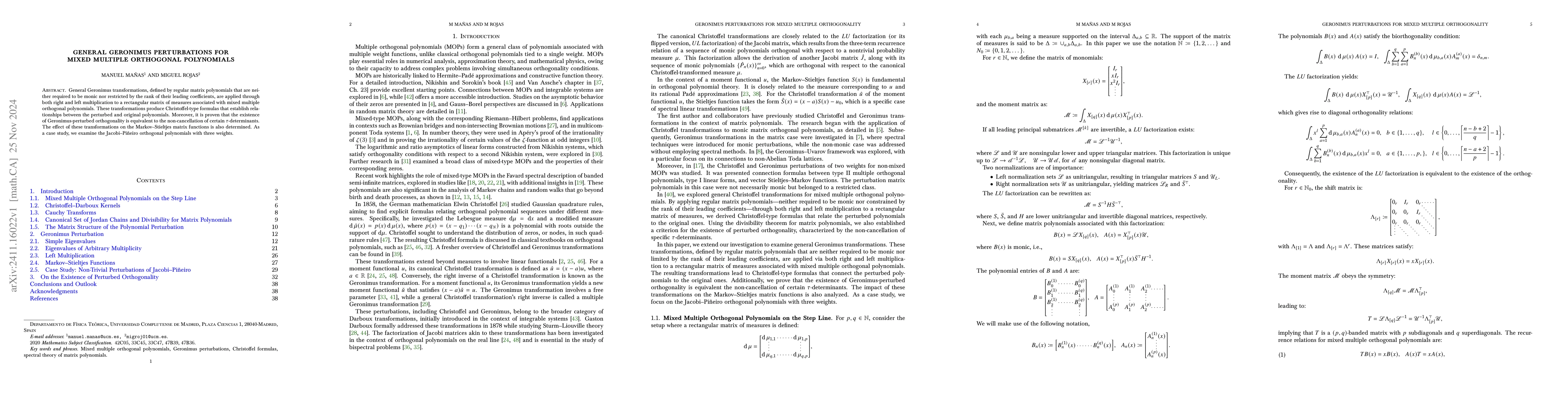 Thumbnail for General Geronimus Perturbations for Mixed Multiple Orthogonal
  Polynomials