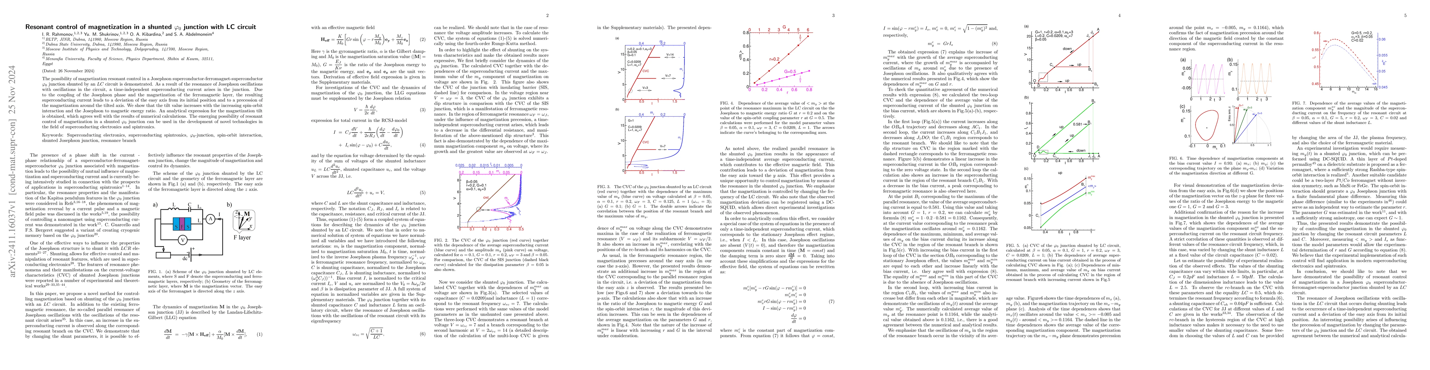 Thumbnail for Resonant control of magnetization in a shunted $\varphi_0$ junction with
  LC circuit