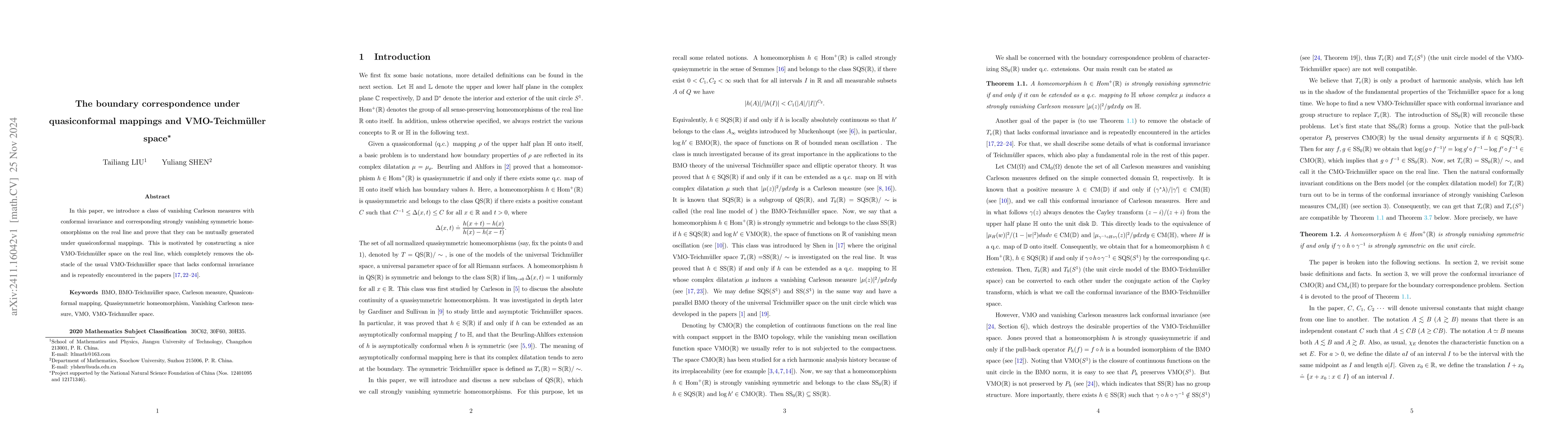 Thumbnail for The boundary correspondence under quasiconformal mappings and
  VMO-Teichmuller space