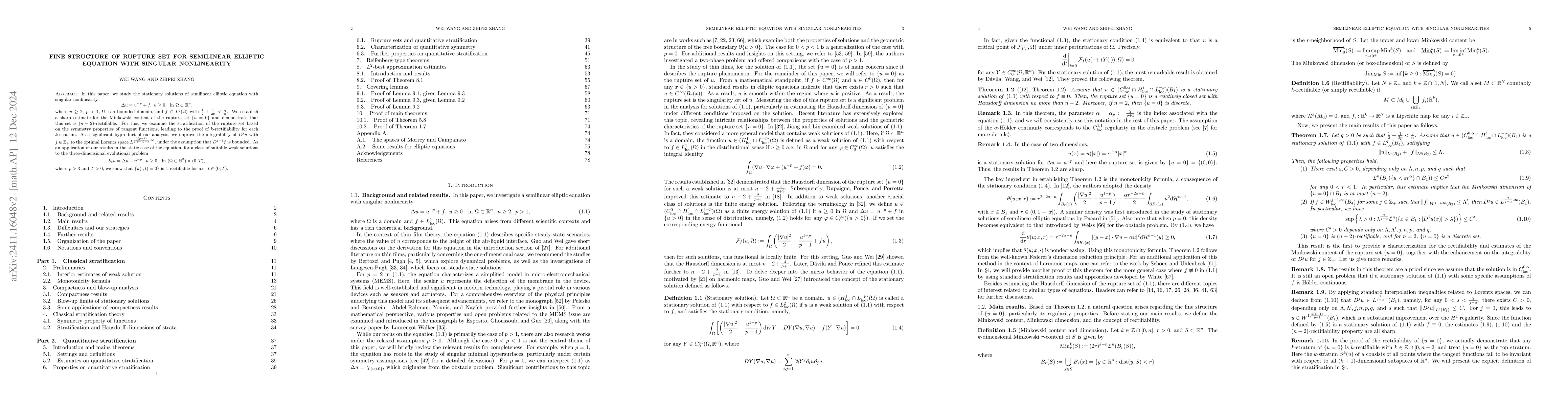 Thumbnail for Fine structure of rupture set for semilinear elliptic equation with
  singular nonlinearity