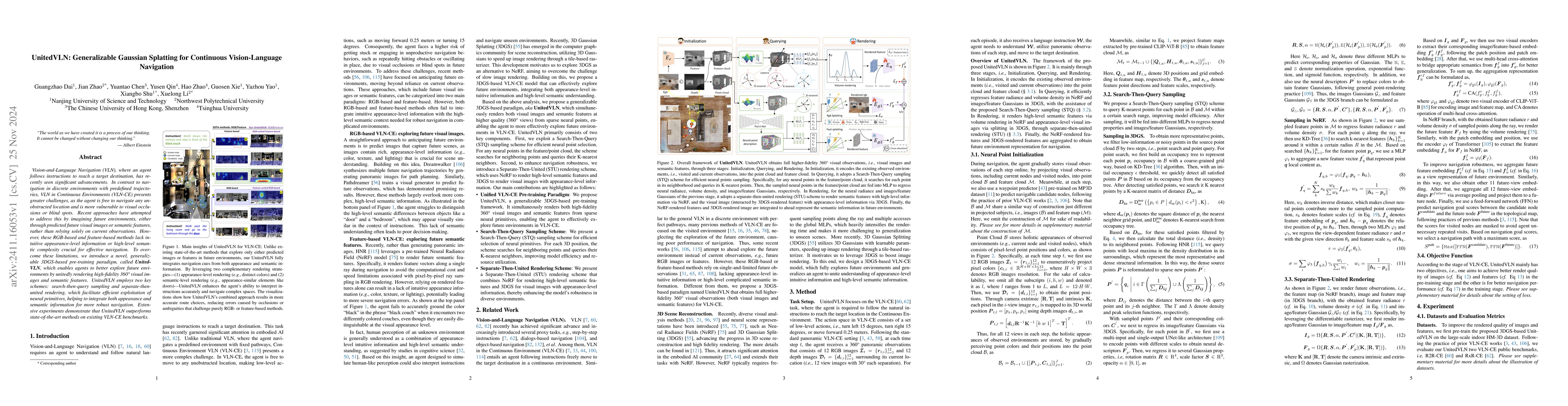 Thumbnail for UnitedVLN: Generalizable Gaussian Splatting for Continuous
  Vision-Language Navigation