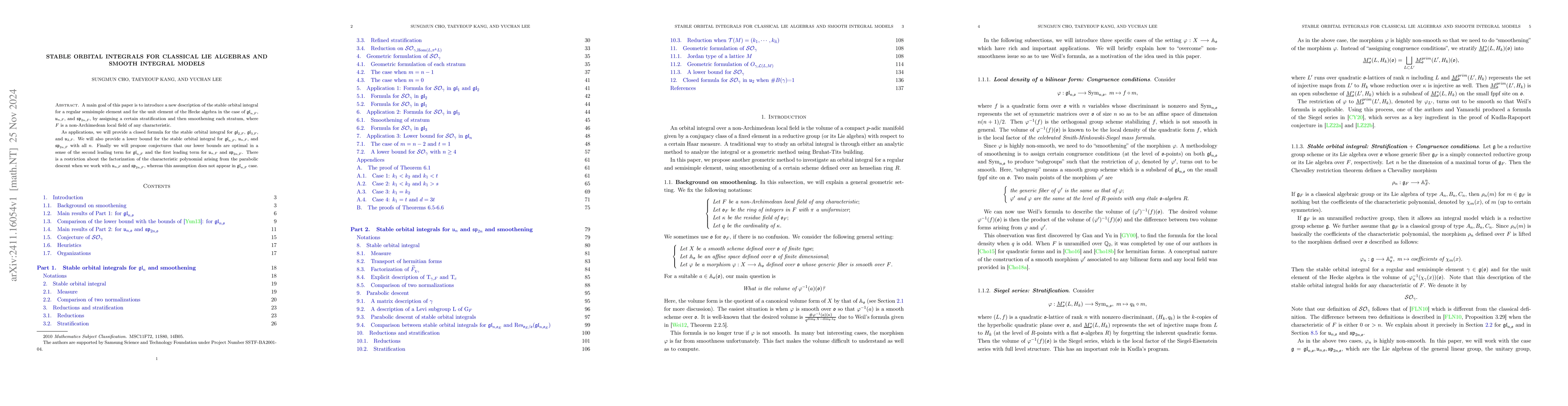 Thumbnail for Stable orbital integrals for classical Lie algebras and smooth integral
  models