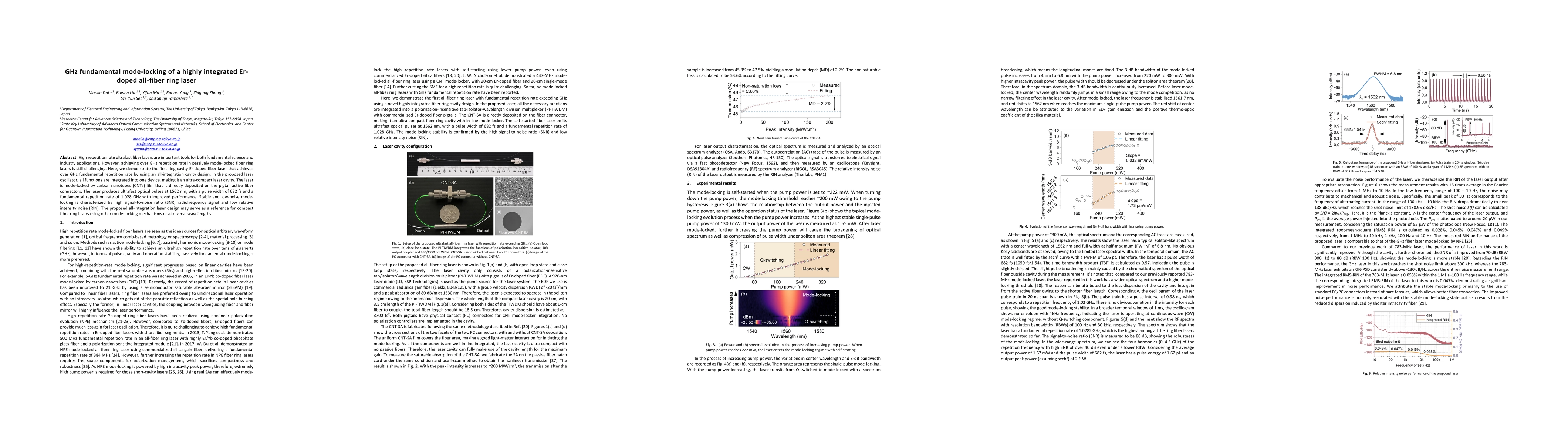 Thumbnail for GHz fundamental mode-locking of a highly integrated Er-doped all-fiber
  ring laser
