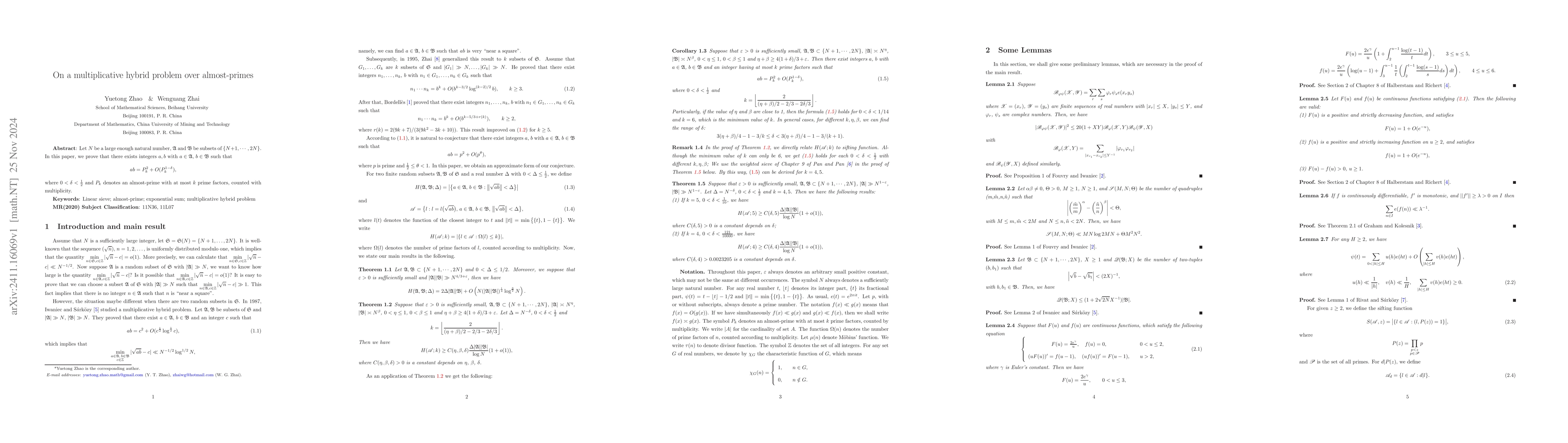Thumbnail for On a multiplicative hybrid problem over almost-primes