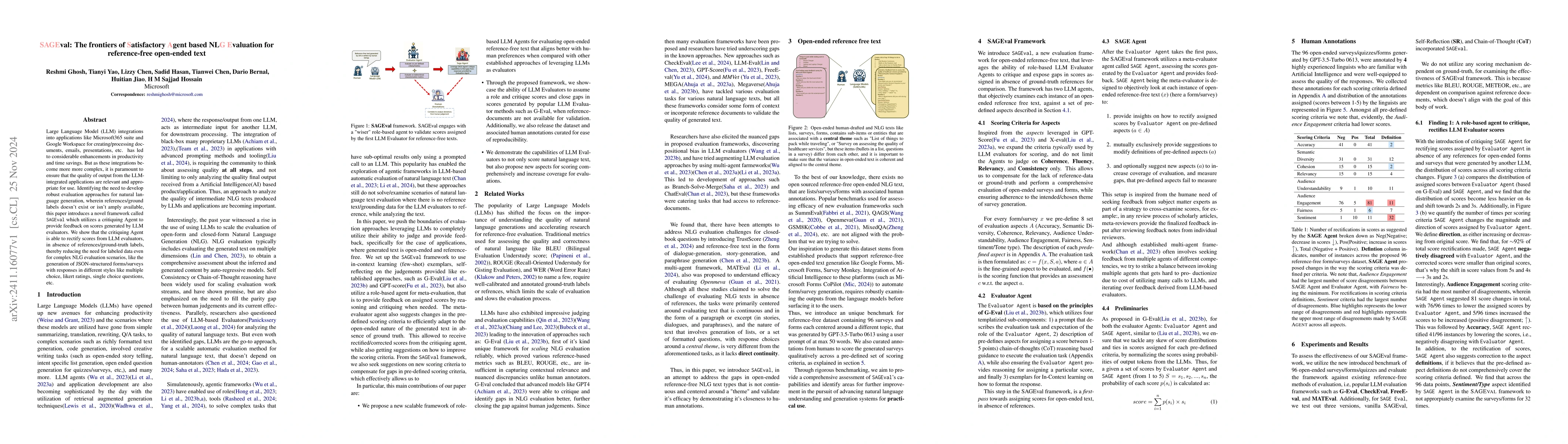 Thumbnail for SAGEval: The frontiers of Satisfactory Agent based NLG Evaluation for
  reference-free open-ended text