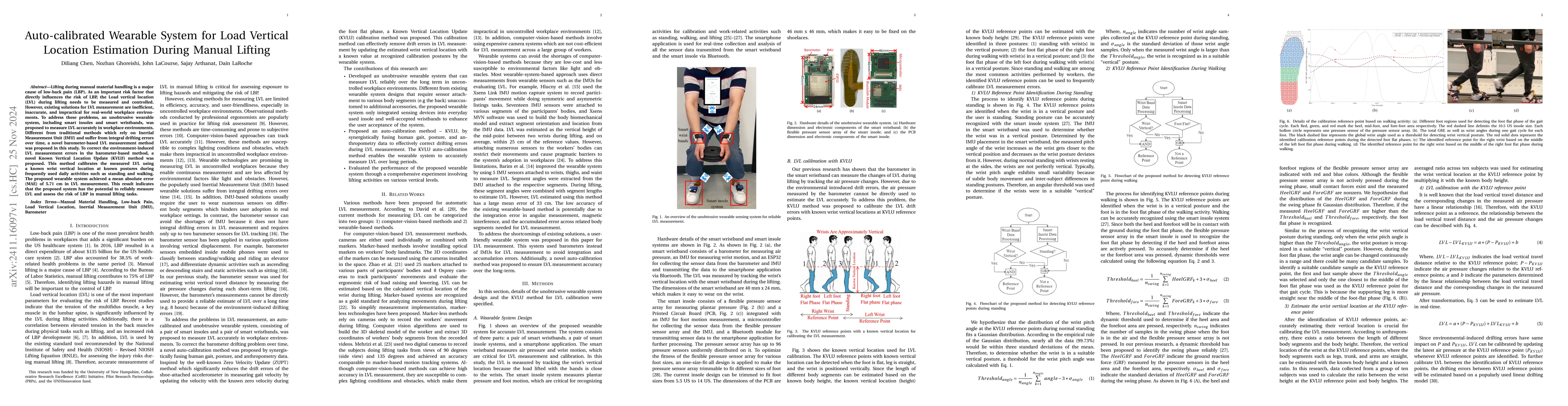 Thumbnail for Auto-calibrated Wearable System for Load Vertical Location Estimation
  During Manual Lifting