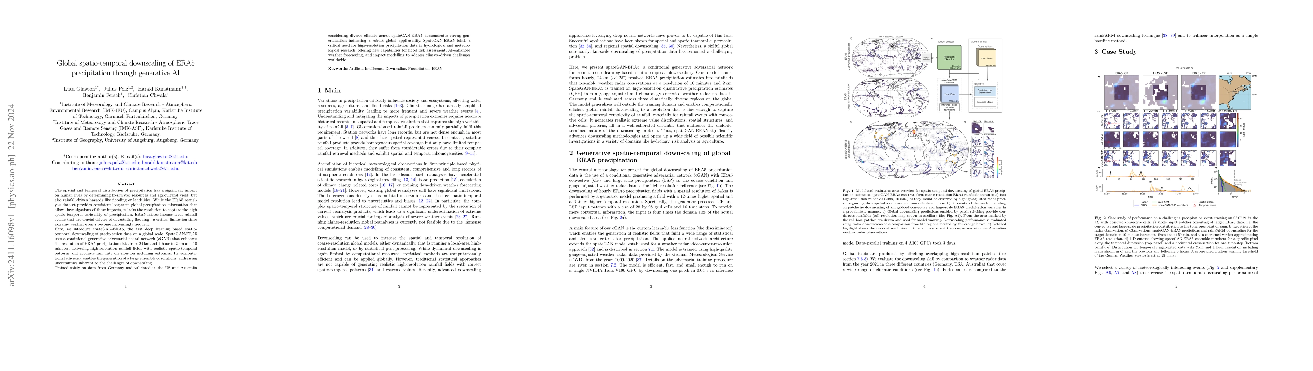 Thumbnail for Global spatio-temporal downscaling of ERA5 precipitation through
  generative AI