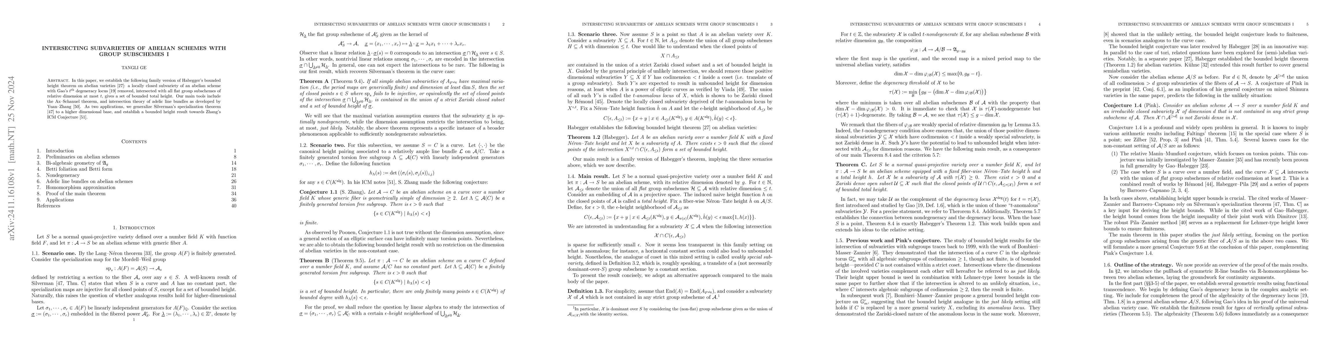 Thumbnail for Intersecting subvarieties of abelian schemes with group subschemes I