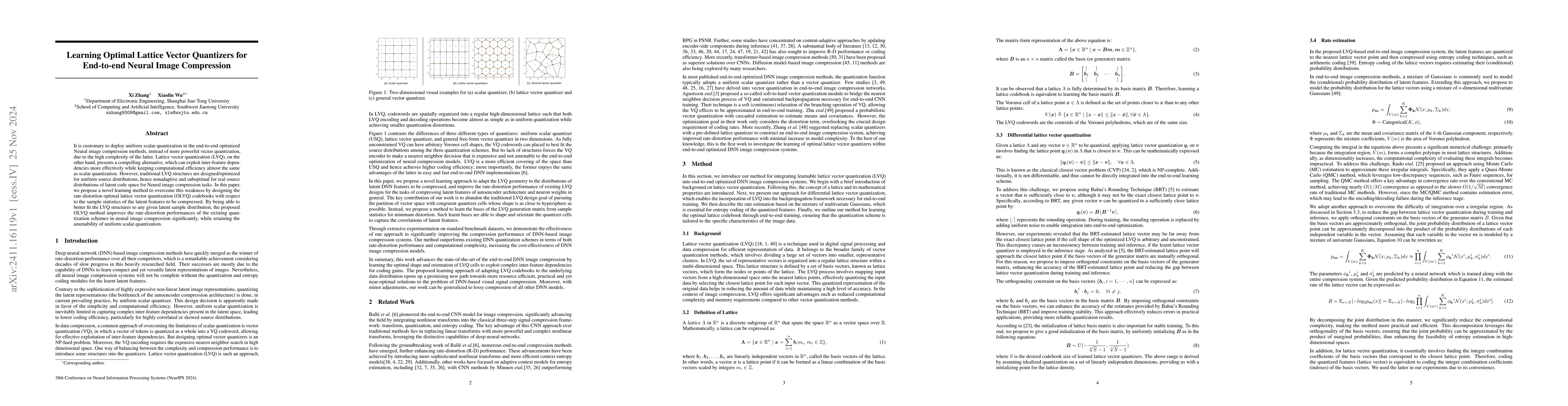 Thumbnail for Learning Optimal Lattice Vector Quantizers for End-to-end Neural Image
  Compression