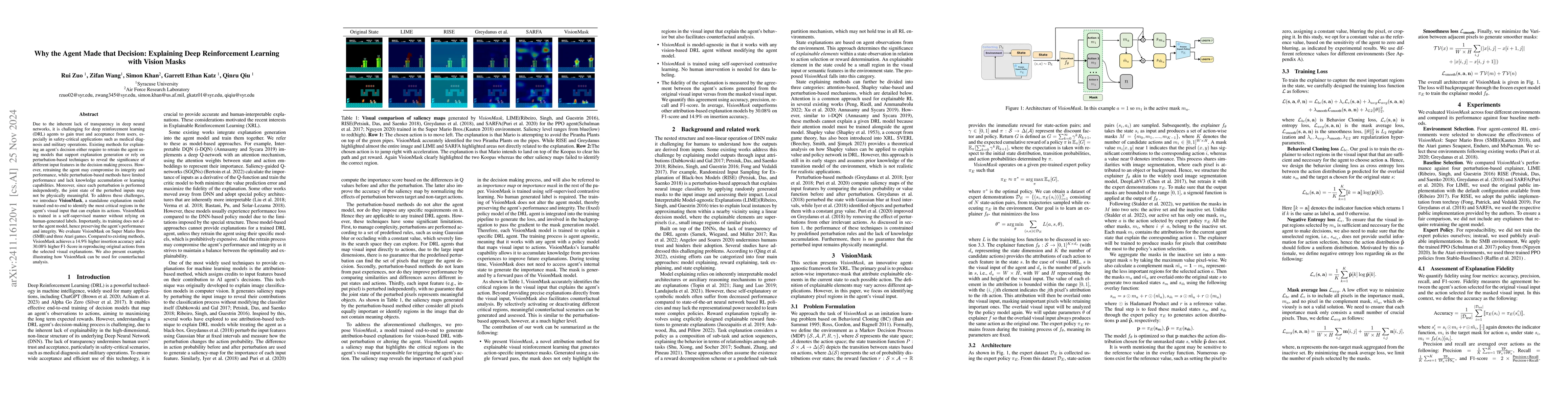 Thumbnail for Why the Agent Made that Decision: Explaining Deep Reinforcement Learning
  with Vision Masks