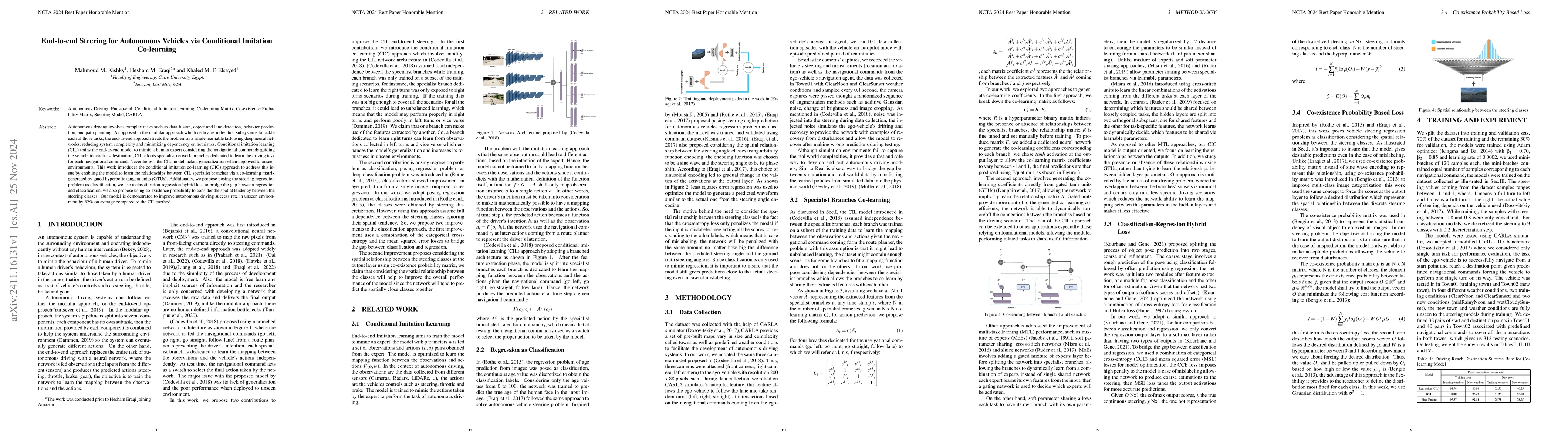 Thumbnail for End-to-End Steering for Autonomous Vehicles via Conditional Imitation
  Co-Learning