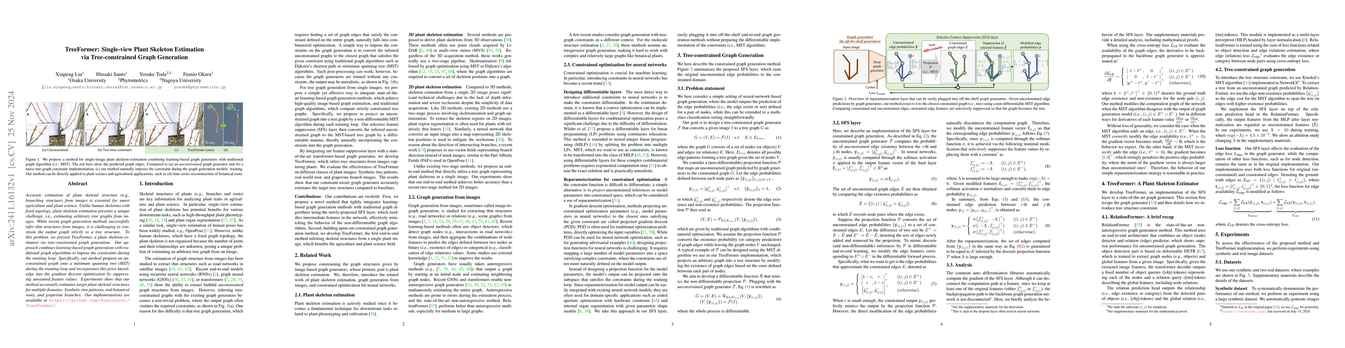 Thumbnail for TreeFormer: Single-view Plant Skeleton Estimation via Tree-constrained
  Graph Generation