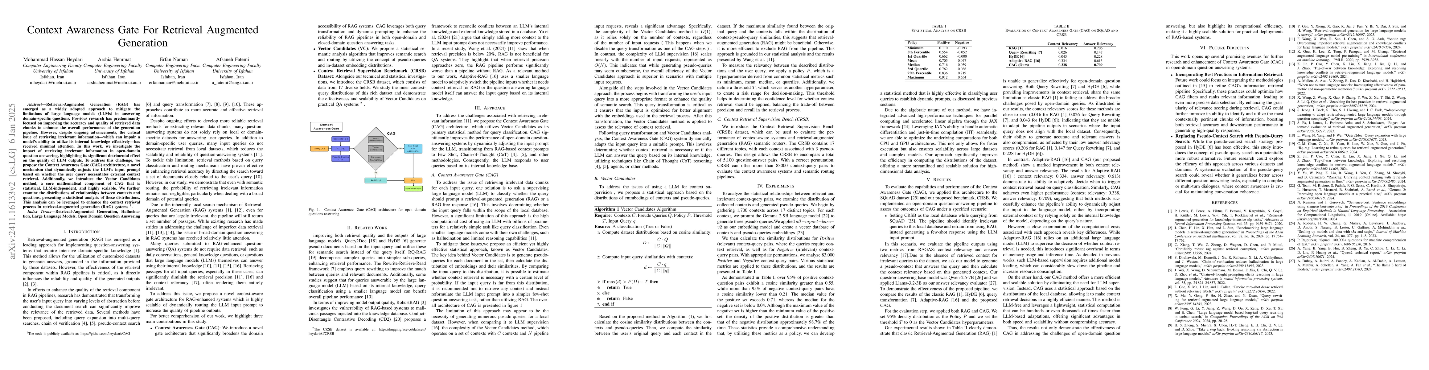 Thumbnail for Context Awareness Gate For Retrieval Augmented Generation