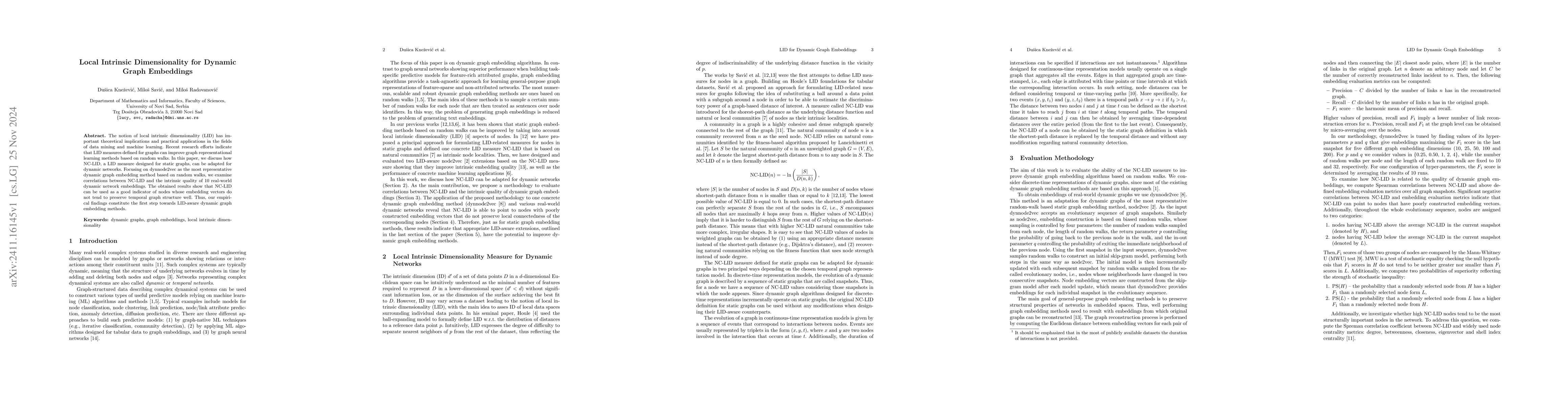 Thumbnail for Local Intrinsic Dimensionality for Dynamic Graph Embeddings