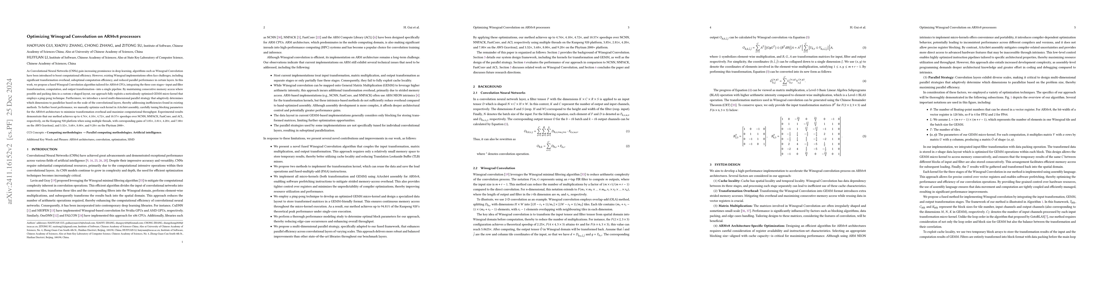 Thumbnail for Optimizing Winograd Convolution on ARMv8 manycore processors