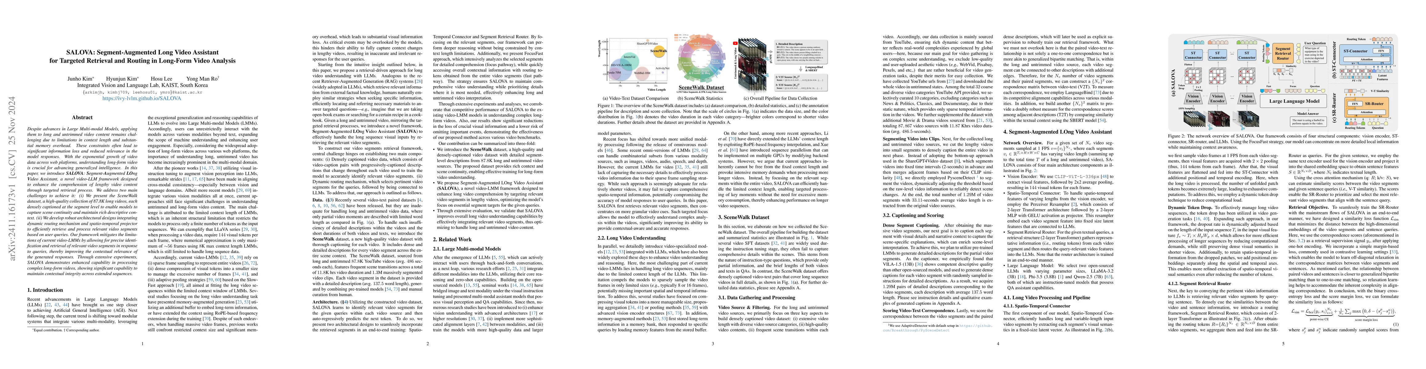 Thumbnail for SALOVA: Segment-Augmented Long Video Assistant for Targeted Retrieval
  and Routing in Long-Form Video Analysis