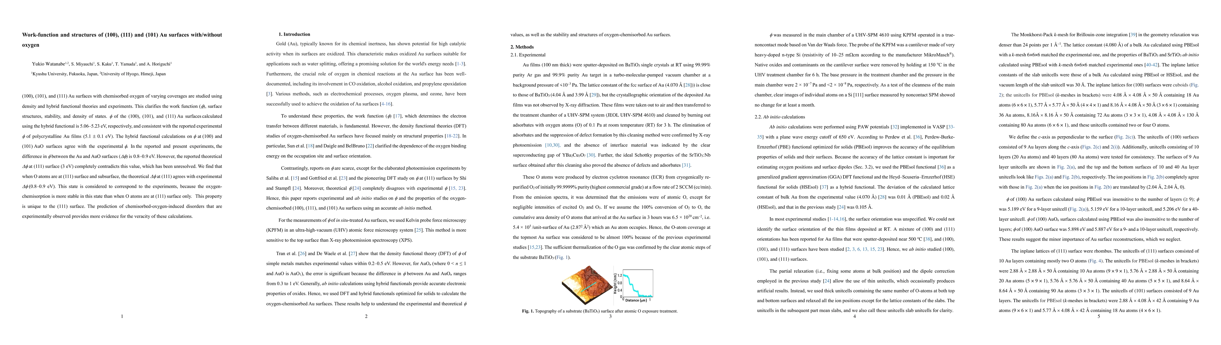 Thumbnail for Work-function and structures of (100), (111) and (101) Au surfaces
  with/without oxygen